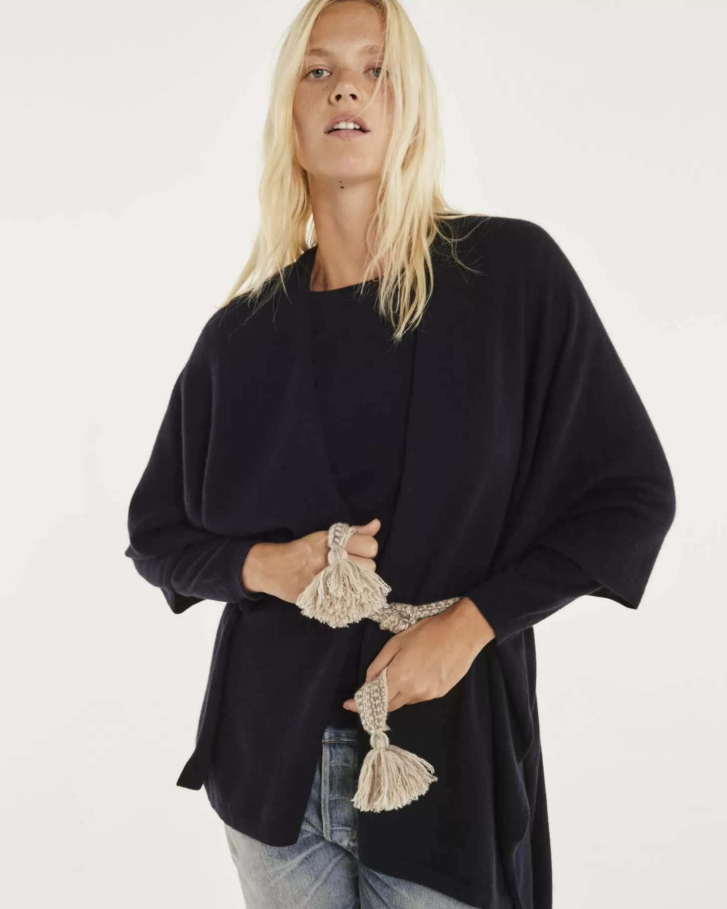 Femme Kujten Capes & Ponchos*Cape Cachemire Col Chale Unie, 2 Fils