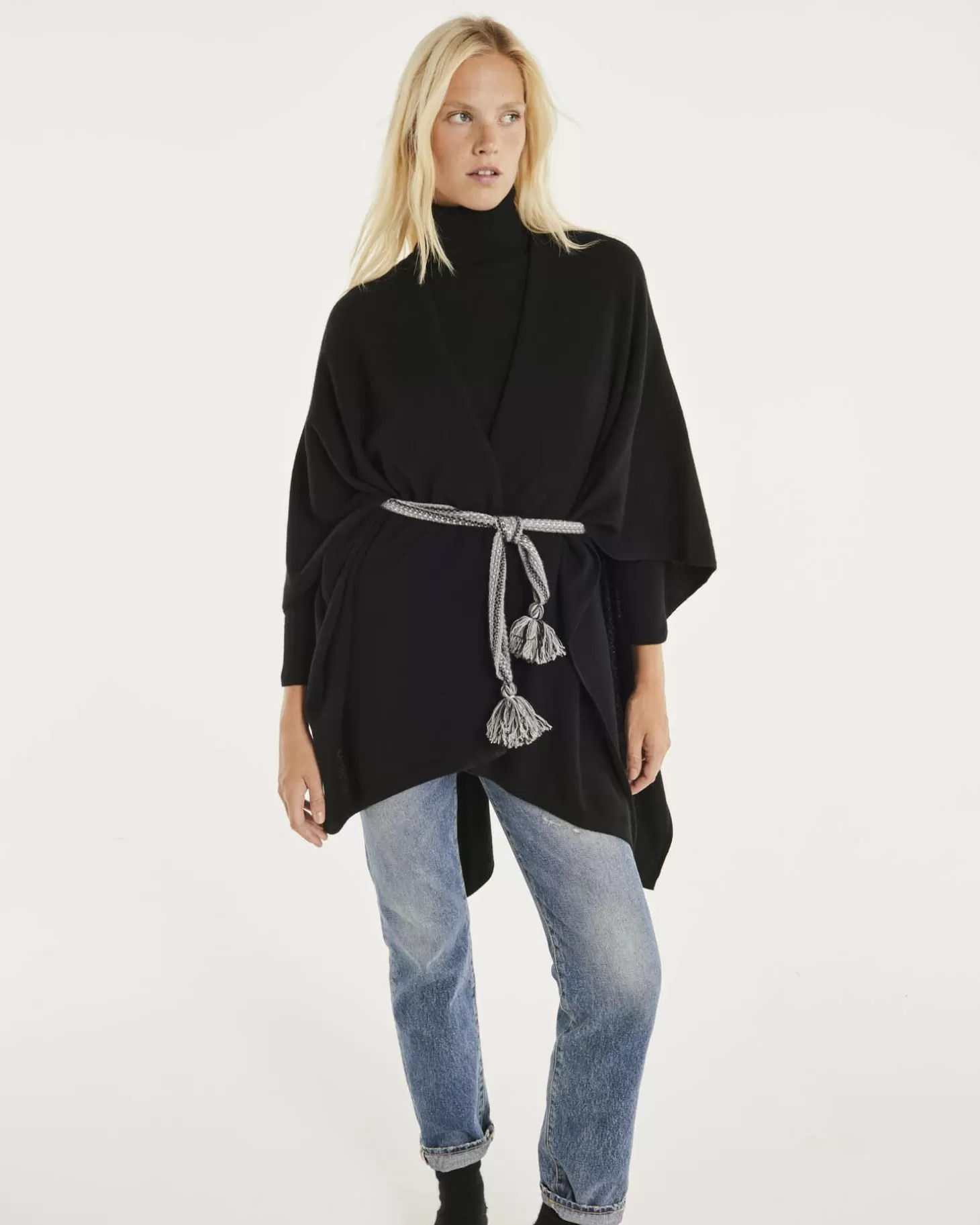 Femme Kujten Capes & Ponchos*Cape Cachemire Col Chale Unie, 2 Fils