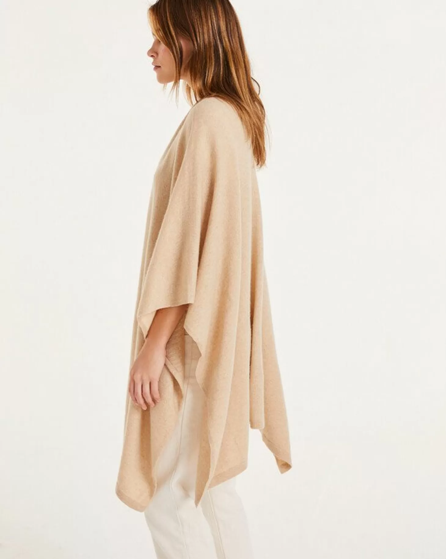 Femme Kujten Capes & Ponchos*Cape Cachemire Col Chale Unie, 2 Fils