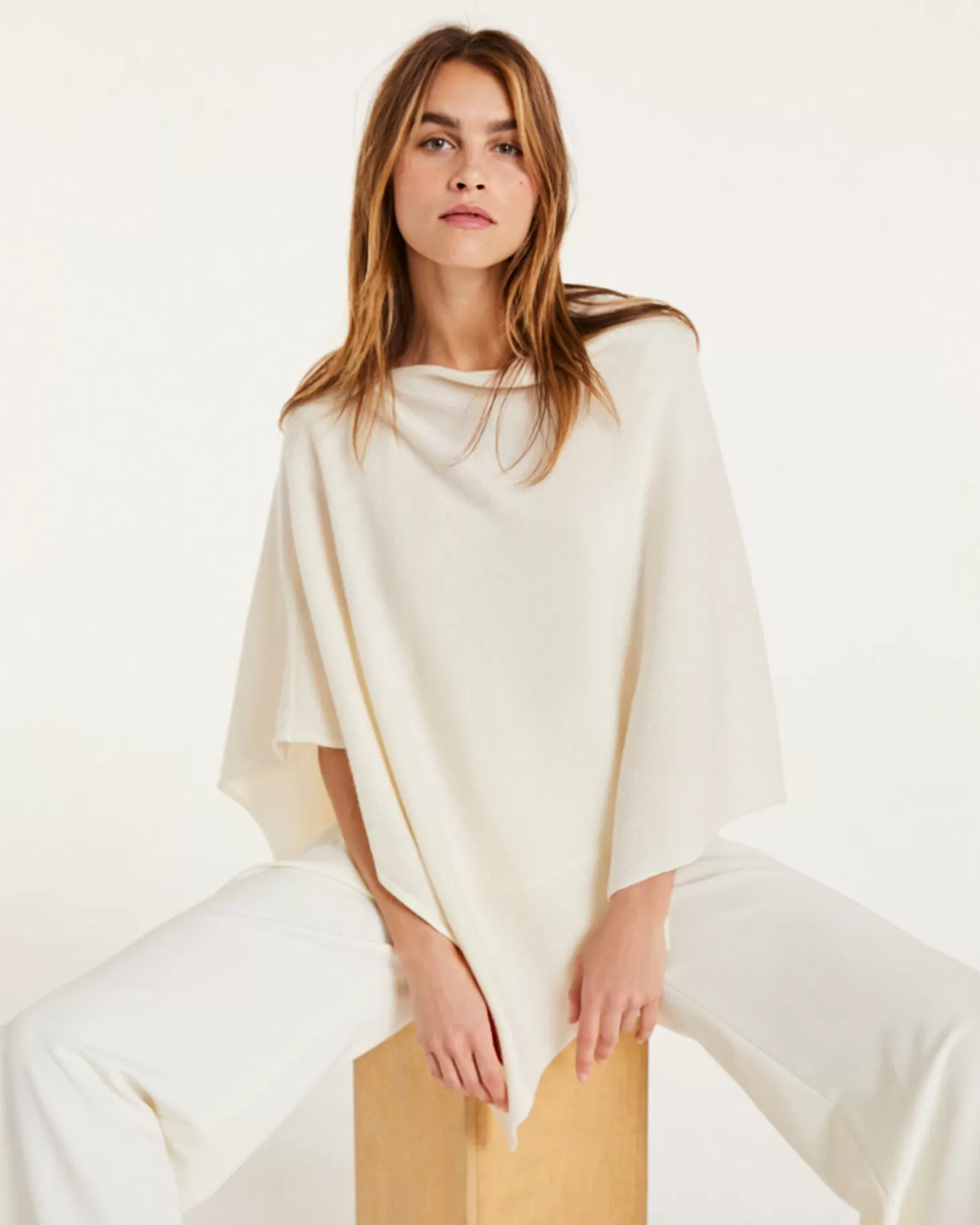 Femme Kujten Capes & Ponchos*Poncho Cachemire Col Bateau Court