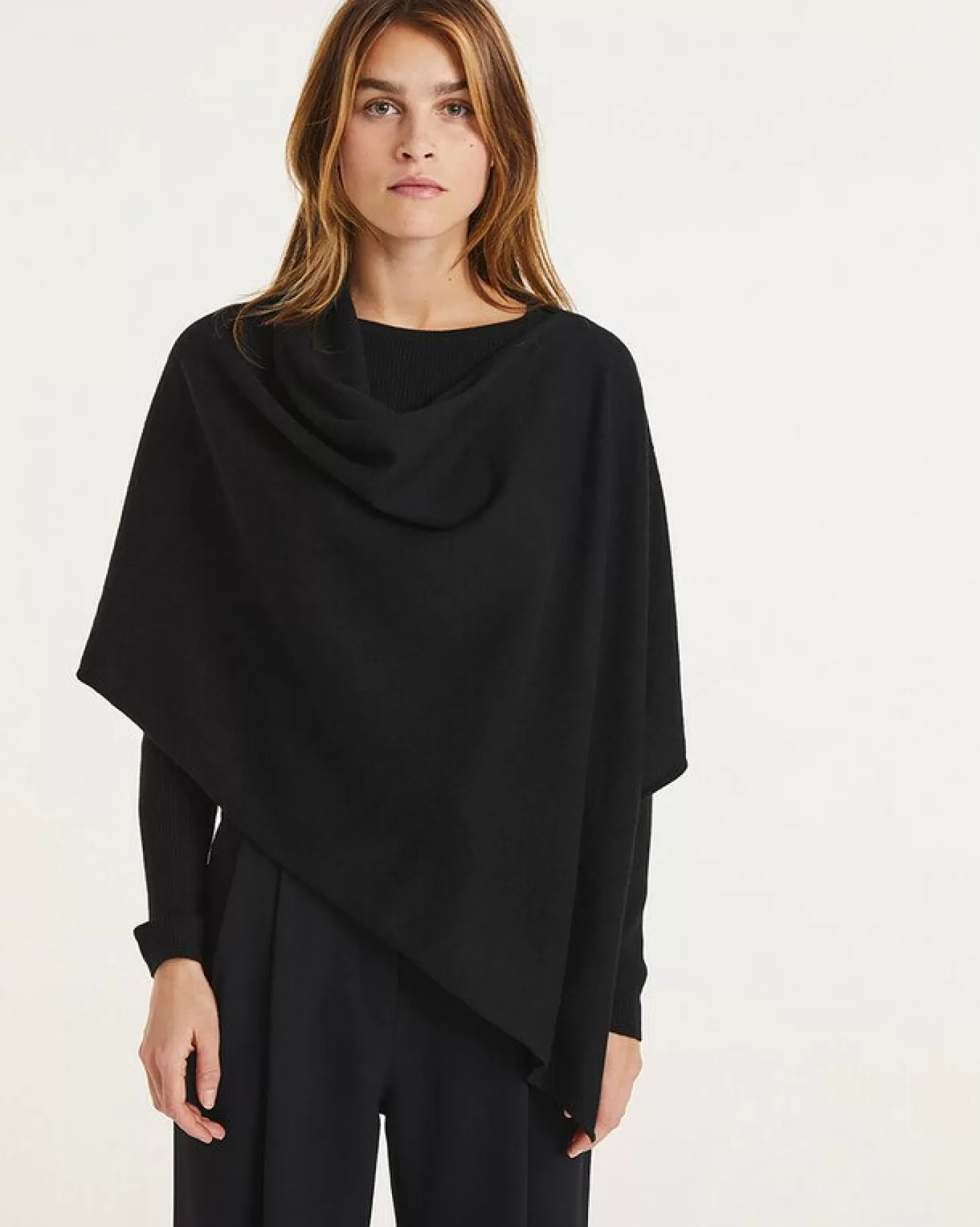 Femme Kujten Capes & Ponchos*Poncho Cachemire Col Bateau Court, 2 Fils