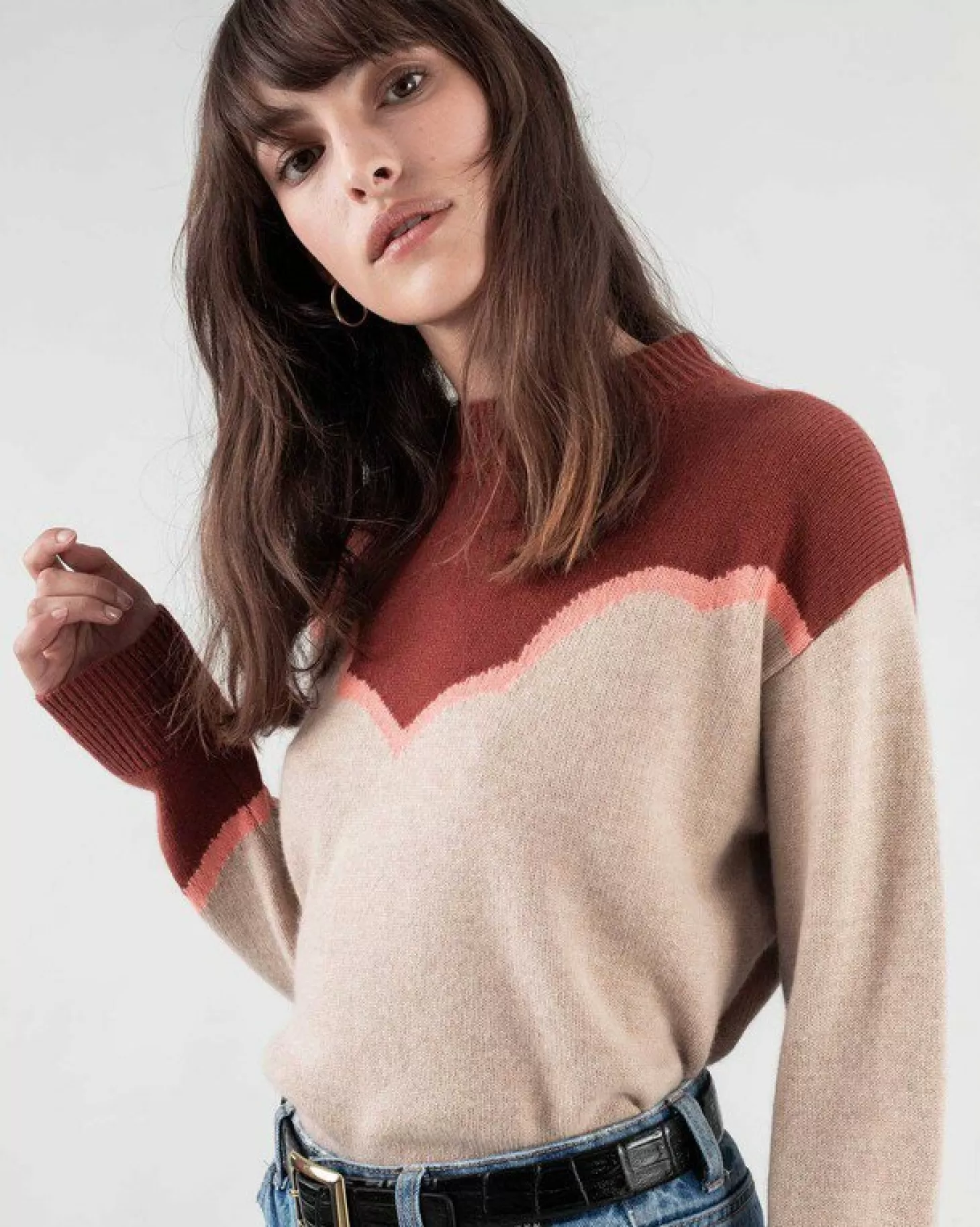 Femme Kujten Pulls & Sweats*Pull Cachemire Col Rond Bicolore