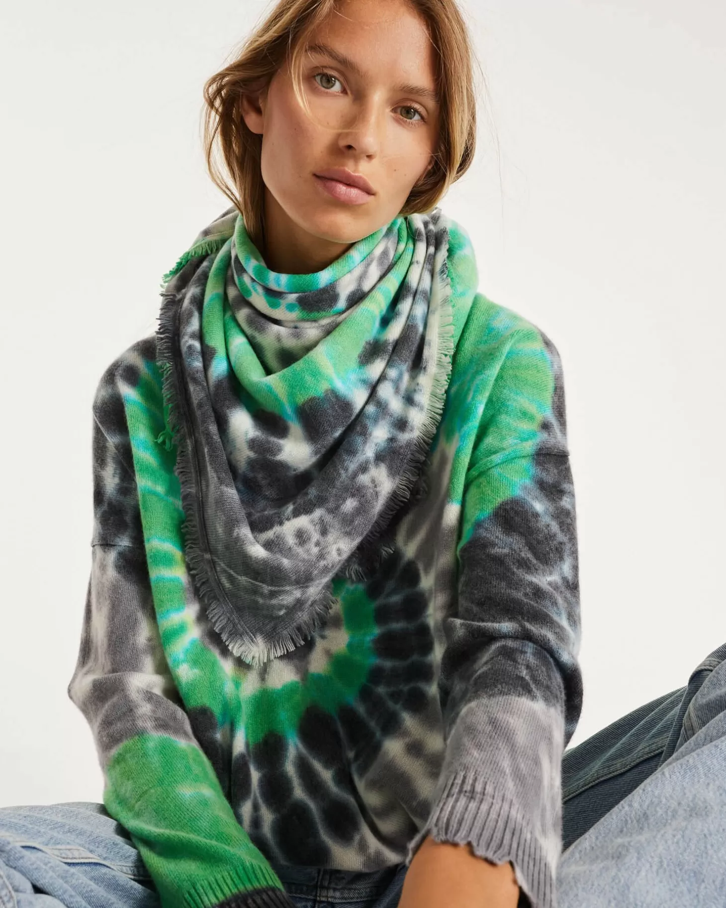 Femme Kujten Pulls & Sweats*Pull Cachemire Col Rond Liquette Tie&Dye