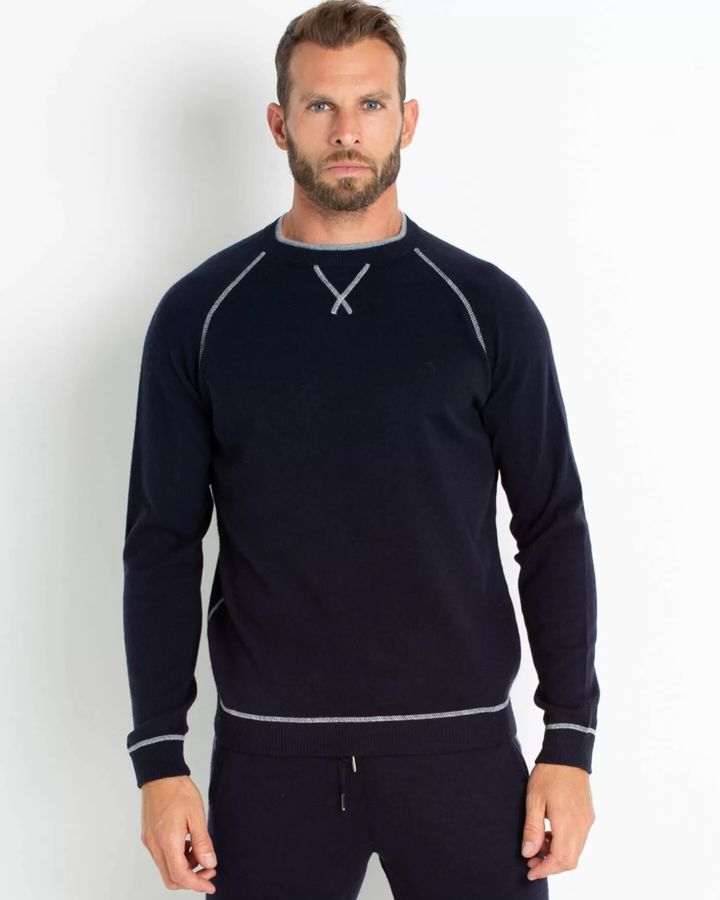 Homme Kujten Pulls & Sweats*Sweat Cachemire Coutures Contrastees